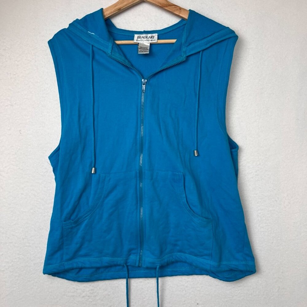 BEAUX ART Sleeveless Zippered Hoodie Women Size: Large